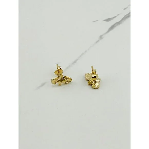 ✨ Real 10k Solid Gold nugget Earrings- Aretes en oro